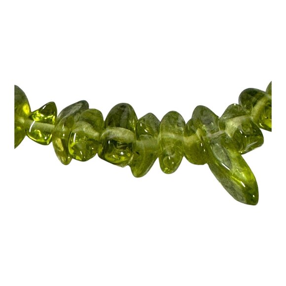 Vintage Peridot Chip Bead Necklace Green Gemstone With Brass Clasp 17" Long - Picture 7 of 8